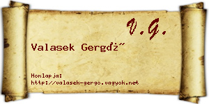 Valasek Gergő névjegykártya
